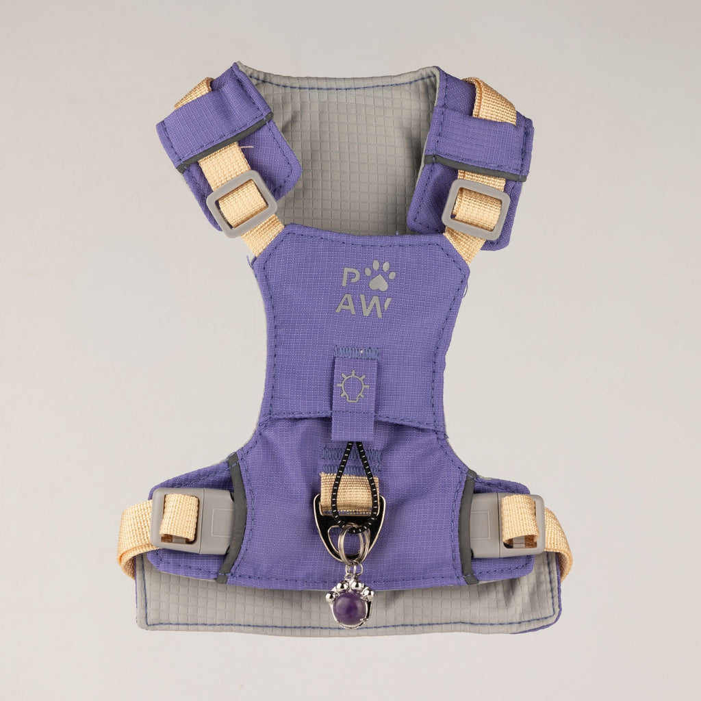 Petspuff Gemstone Guardian Step-in Dog Harness – Reflective, Amethyst Charm | Lavender, S 4–8kg