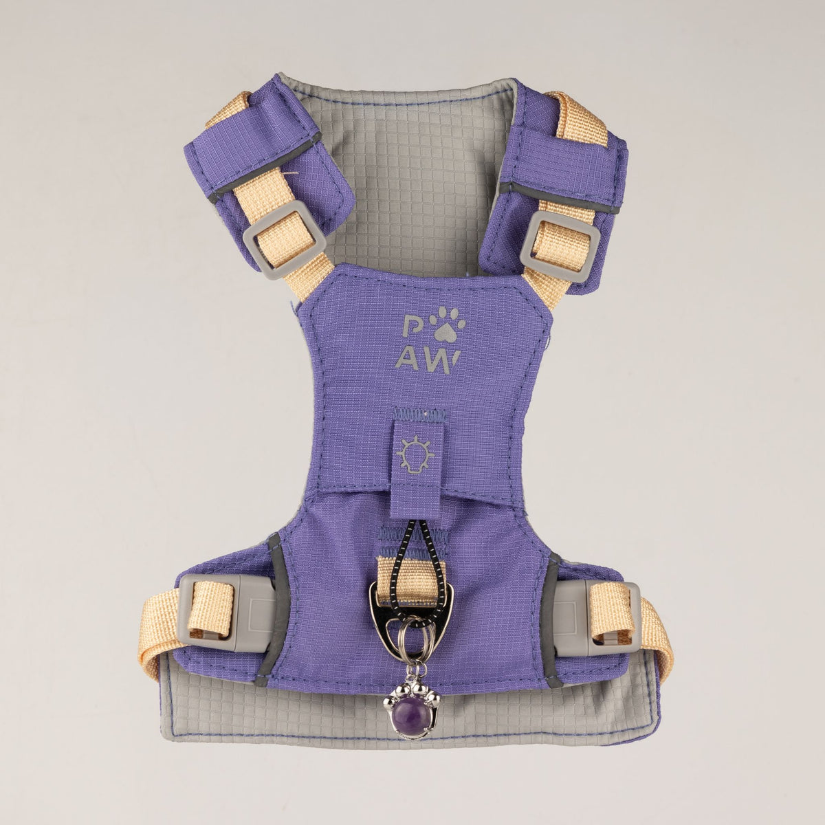 Petspuff Gemstone Guardian Step-in Dog Harness – Reflective, Amethyst Charm | Lavender, S 4–8kg