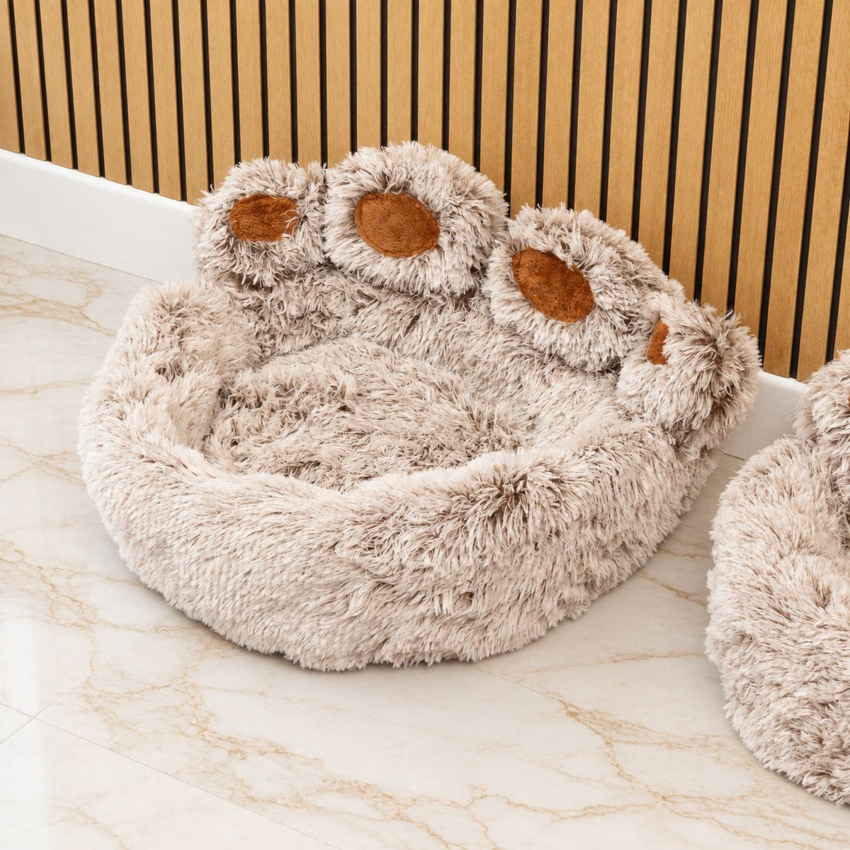 Petspuff Big Paw Fluffy Pet Bed – Shaggy Calming Nest Bed | Large 70cm, Cats & Small Dogs