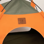 Petspuff Cosy Pet Tent Bed – Covered Hideaway Den with Cushion | Green & Orange, 48cm