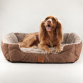 Petspuff Plush Teddy Pet Bed – Soft Warm Bolster Bed for Dogs & Cats | Brown, Medium 70cm