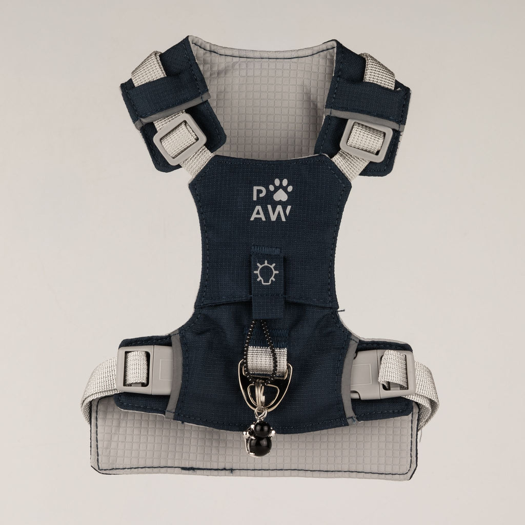 Petspuff Gemstone Guardian Step-in Dog Harness – Reflective, Black Obsidian Charm | Rock Grey, S 4–8kg