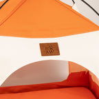 Petspuff Cosy Pet Tent Bed – Covered Hideaway Den with Cushion | Beige & Orange, 58cm
