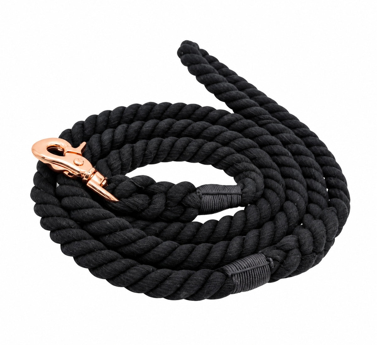 Petspuff Noir Cotton Rope Dog Lead – Handmade 5ft Leash with Solid Brass Hardware