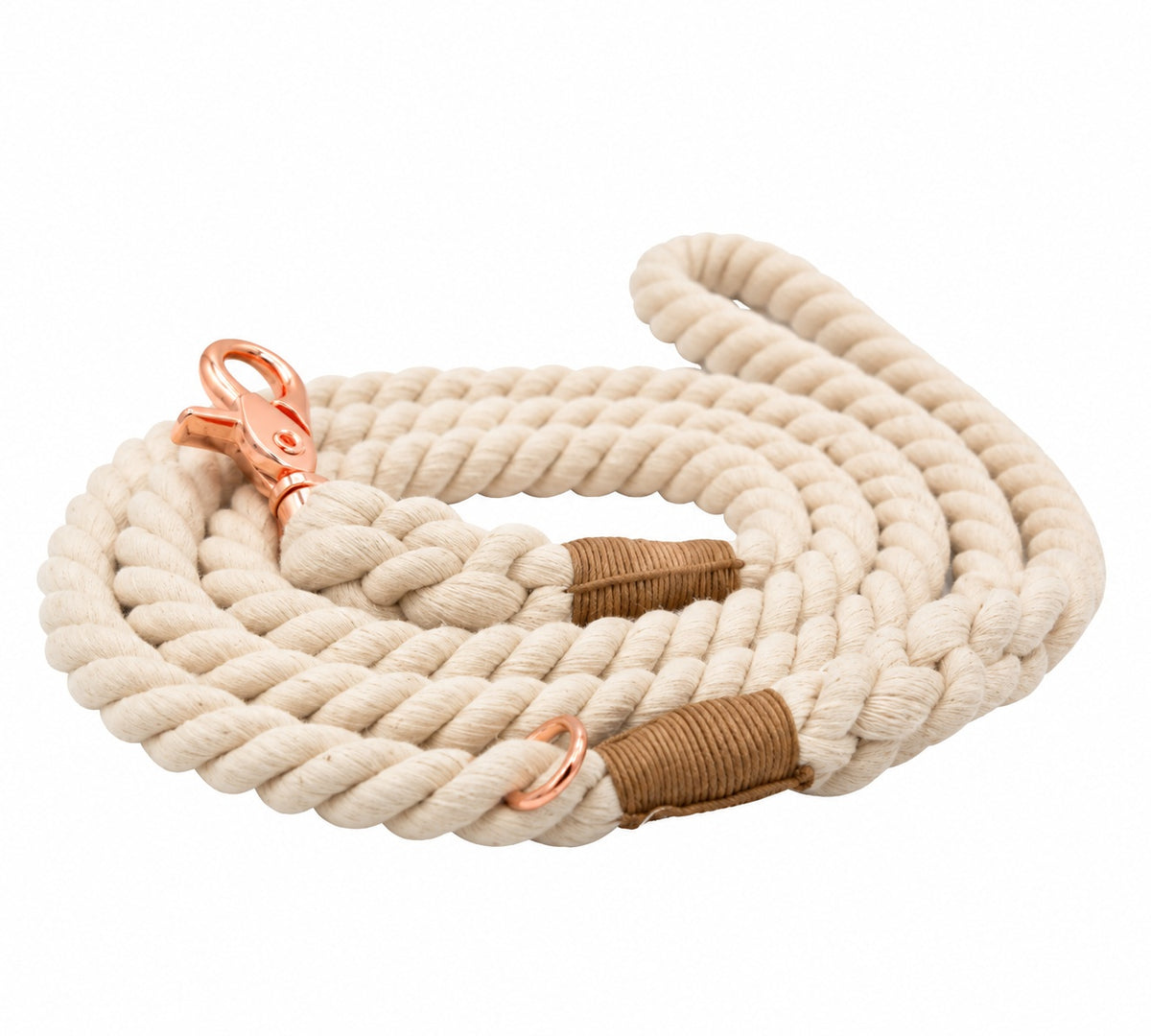 Petspuff Natural Cotton Rope Dog Lead – Handmade 5ft Leash with Solid Brass Hardware