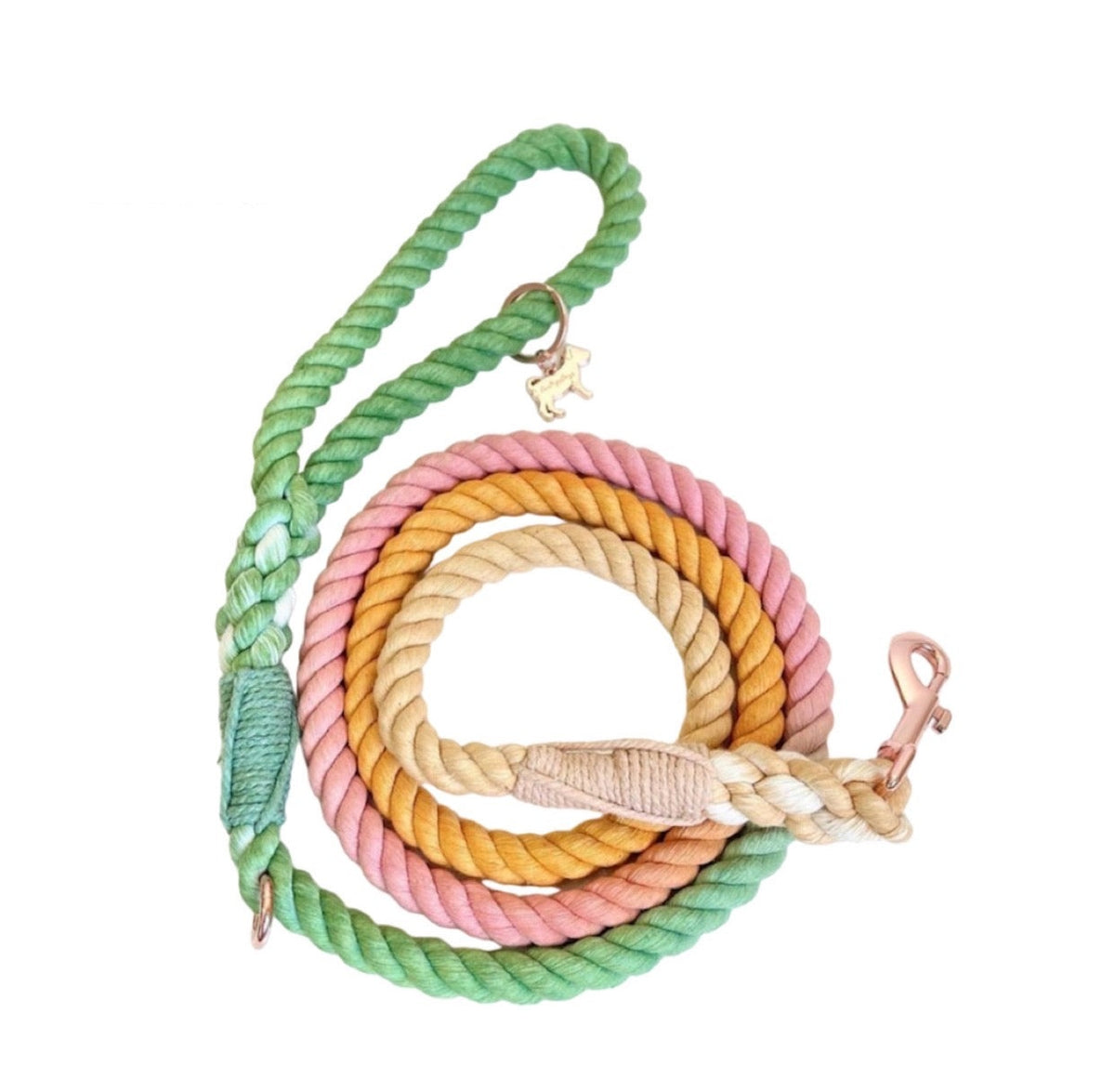 Petspuff Ombré Forest Cotton Rope Dog Lead – Handmade 5ft Leash with Solid Brass Hardware