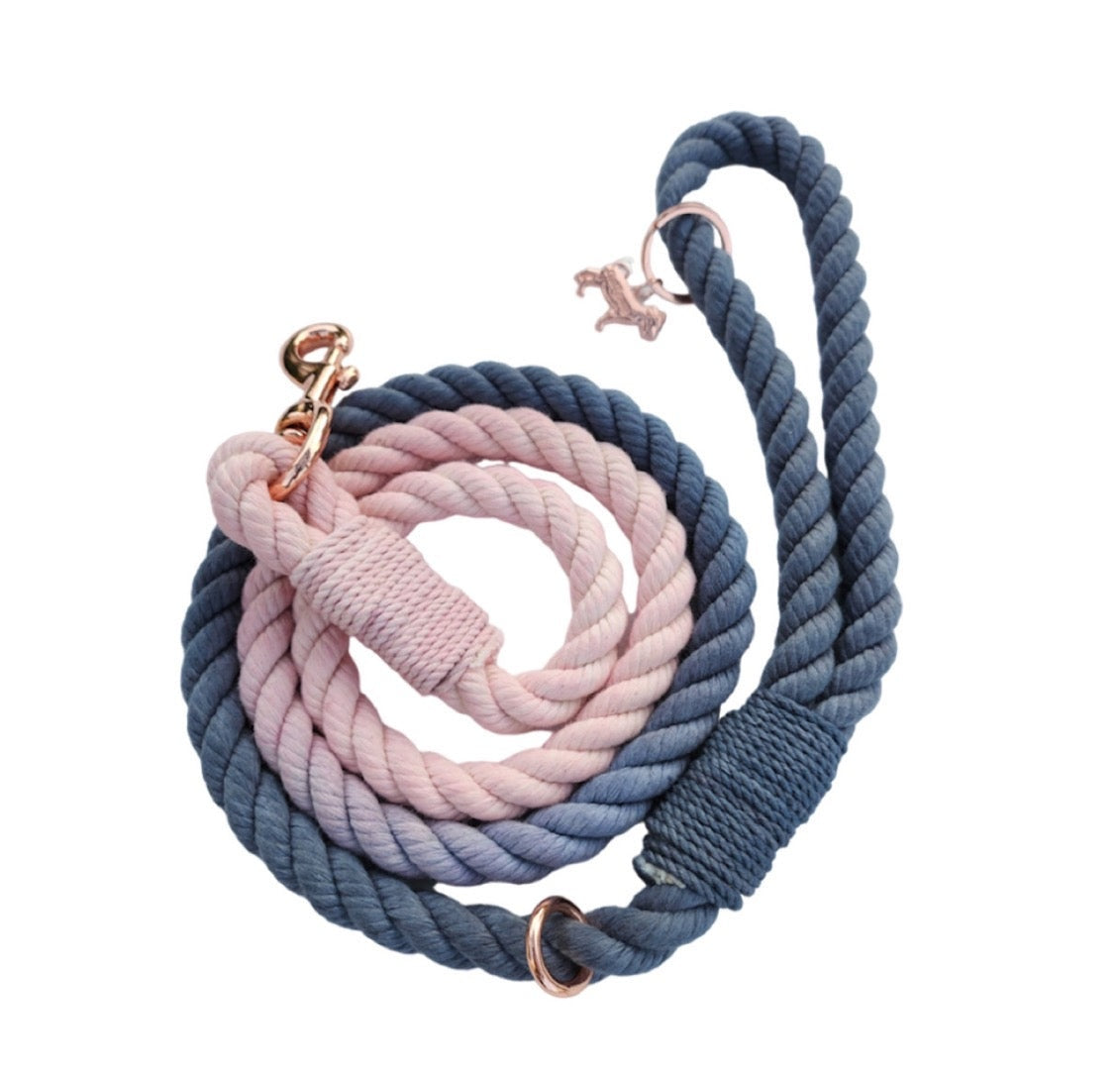 Petspuff Ombré Sunset Cotton Rope Dog Lead – Handmade 5ft Leash with Solid Brass Hardware
