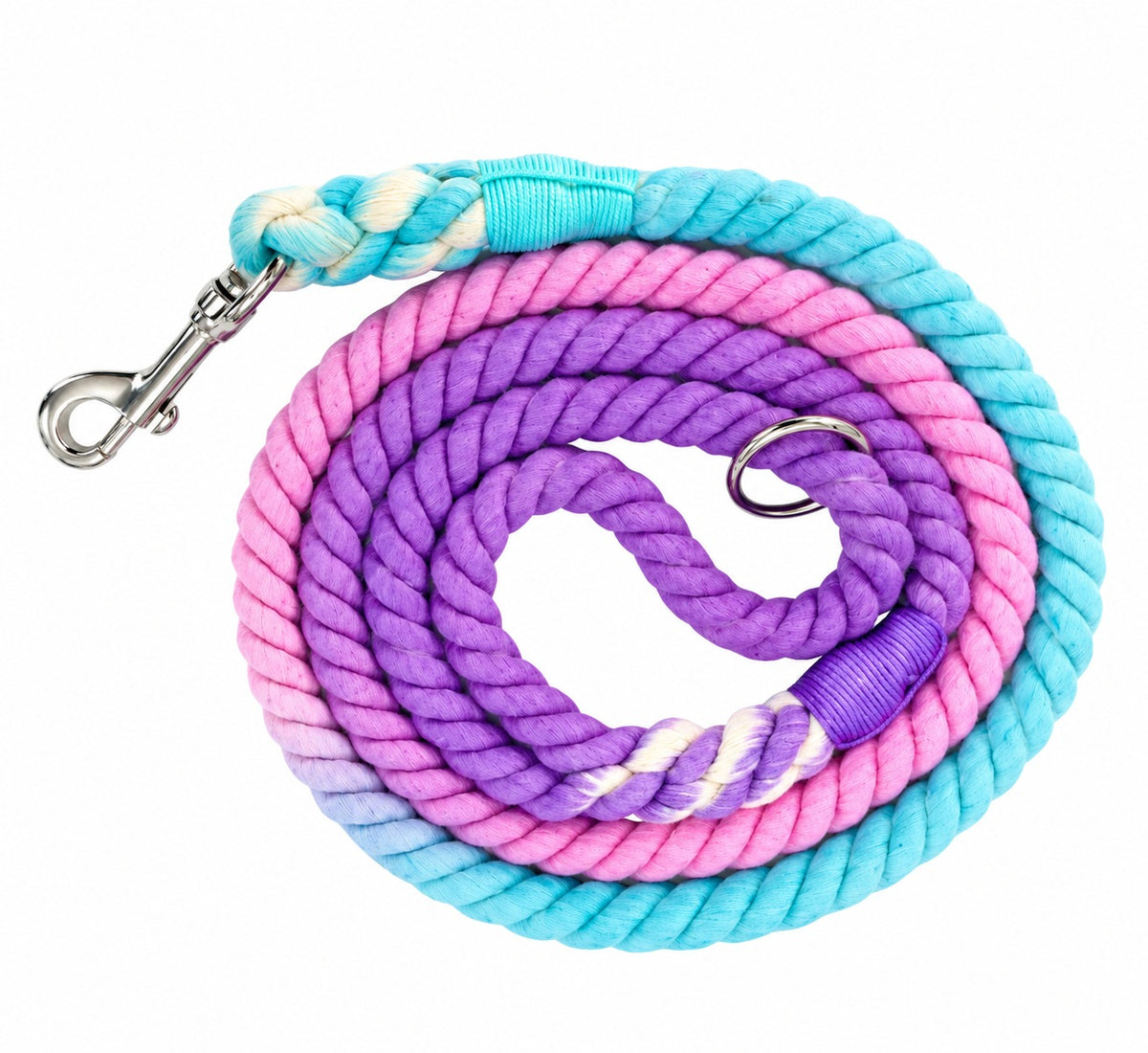 Petspuff Sapphire Cotton Rope Dog Lead – Handmade 5ft Leash with Solid Brass Hardware