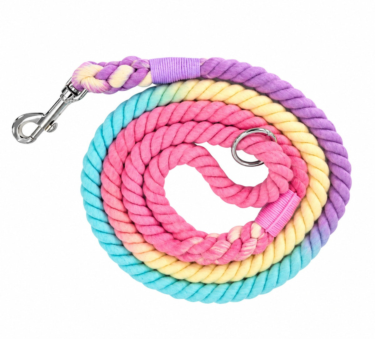 Petspuff Daydream Cotton Rope Dog Lead – Handmade 5ft Leash with Solid Brass Hardware