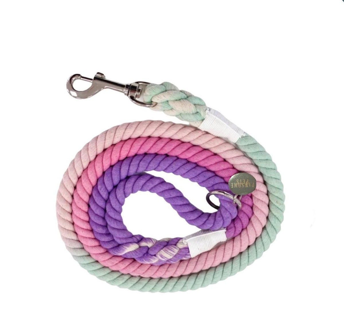 Petspuff Ombré Rose Violet Cotton Rope Dog Lead – Handmade 5ft Leash with Solid Brass Hardware
