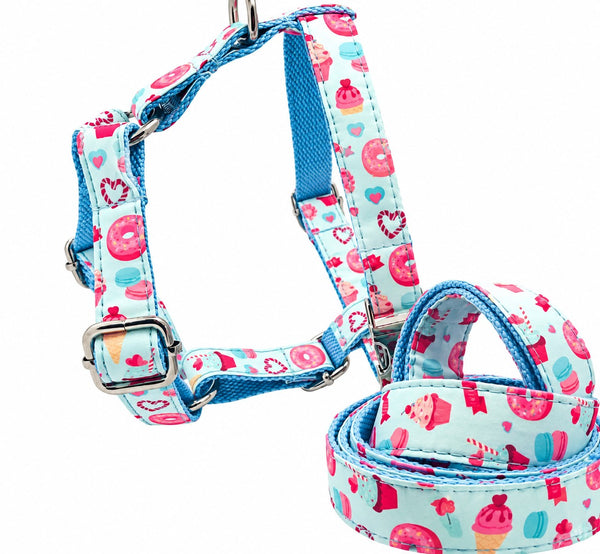 Petspuff Donut Bonut Print Step-In Harness & Lead Set – 2 Piece | Small Dogs, Puppies & Cats
